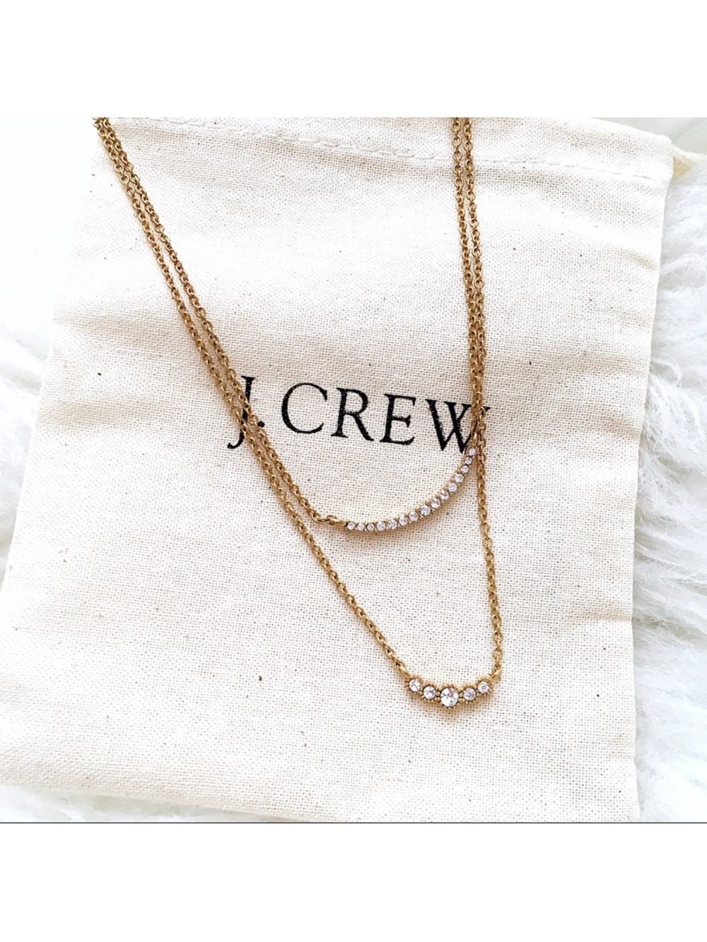 J. Crew Gold Layered Crystal Pave Curve Necklace - Gold